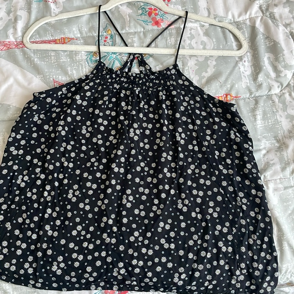 Black floral tank top